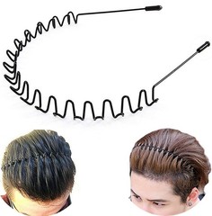 Metal Hair Band for Men and Women Wavy Spring Unisex Black Headband Clips