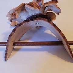 Leather Barrette Hair Clip & Wood Stick Ponytail Holder Flower Boho Pony