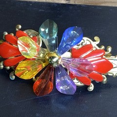 Vintage Wide Large 80’s Colorful Pop Art Lucite Hair Clip Barrette