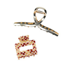 4 Pcs. Time and Tru Womens Multicolor Square and Loop Gold Metal Hair Claws NWT