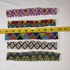Lot Of 5 Elastic Beaded Headbands Or Chokers Great Colors Boho