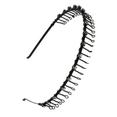 3 pcs Black Hairband Comb Headband Teeth Metal Wire w/13 Crystal Rhinestones