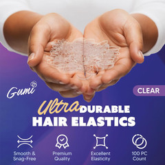 Hair Elastics – Ouchless No Damage Elastic Hair Bands (Clear – Small)