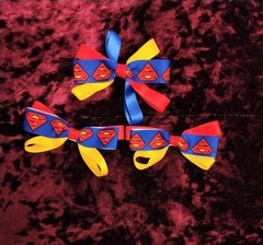 Handmade Superman Logo Ribbon Hair Bow Set Blue Red Yellow Women Teens Casual