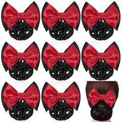 9 Pcs Bowknot Hair Snood Net Women’s Hair Snood Net Barrette Bow Barrette Hai…