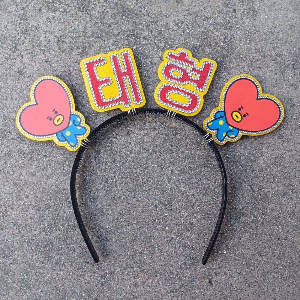 V Taehyung BTS Headband KPOP Rhinestone Hair Banner Hangul Name Handmade