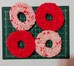 4 Handmade Crocheted Scrunchies~Chenille~Pink and Pink Variegated~Free Shipping