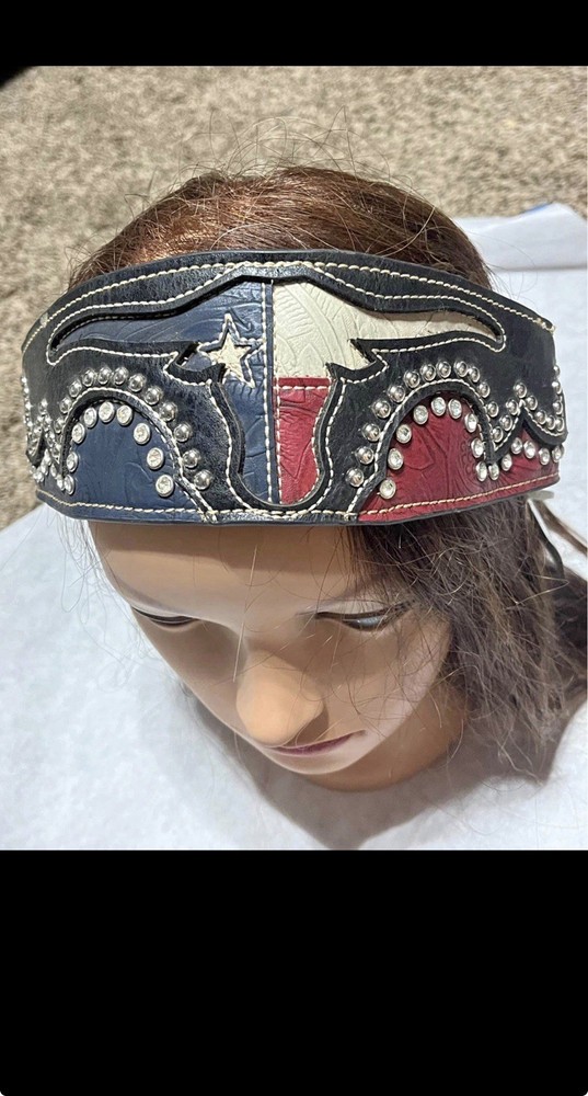 Texas Longhorn Western Headband Studded Rhinestone Rodeo Hair Band