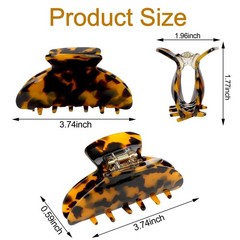 2 PCS Medium Tortoise Shell Leopard French Banana Flat Claw Clip For Women Hair