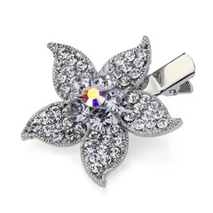 Hand Made Hair Jewelry swarovski crystal Floral Hair Clip, White Rhinestone