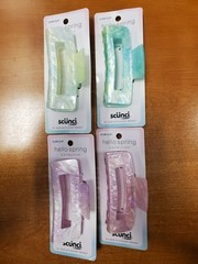 4 Pack: Scunci 4 Inch Rectangular Claw Clip Pastel Green & Pink (6228/6235)R9P6a
