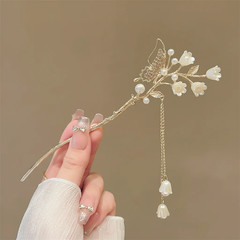 Bell Orchid Pearl Tassel Hairpin Chinese Hanfu Stick Hair Hairpin Shaking Headdr