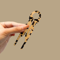 1Pc Fashion Bow U-Shaped Hair Fork – Acetate Hairpin Bun Clip for Women Girls