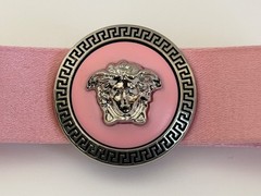 NWT Versace Pink Gianni Ribbon Medusa Tribute Logo Satin Bow Hair Clip Barrette
