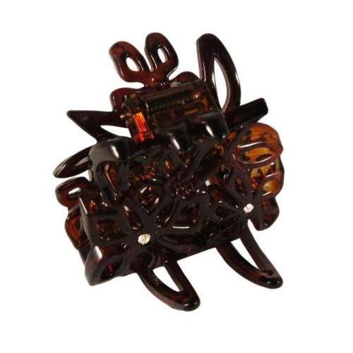 Parcelona French Tri Flower Celluloid with Crystals Hair Claw Clip