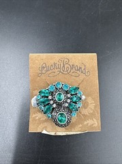 LUCKY BRAND Teal Crystal Color Barrette Hair Pin Clip Floral