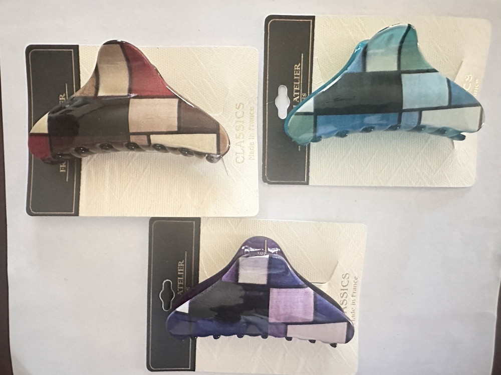 French Atelier Mosaic Claw Clip Lot Of 3