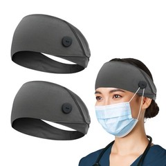 2pcs Headbands with Buttons, Nurse Gifts for Women Turban Non-Slip Nurse Acce…