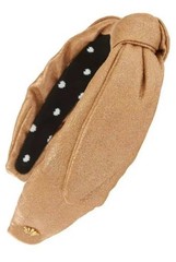 Lele Sadoughi Veronica Knotted Vegan Leather Headband Gold Metallic Designer NWO