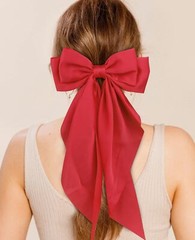 4pcs Big Hair Bows For Women Red Satin Bows Hair Barrettes Cute Large Christm…