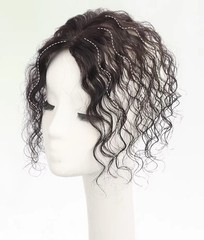 2.3″x3.15″ Mono Base Wavy 100% Human Hair Topper Clip in 25cm, Black/Brown