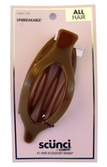 SCUNCI UNBREAKABLE OVAL OPEN CENTER LAY FLAT BROWN CLAW CLIP – (10364)
