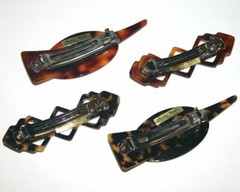 Large Barrette Fancy Retro Arrow Tortoise Automatic Hair Clip VTG Made in France