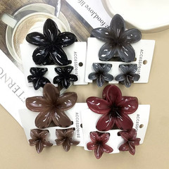 3Pcs Sweet Colorful Plumeria Flower Shark Clip Hair Claw Bohemian Ponytail Clip