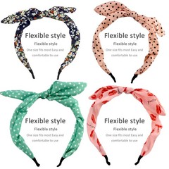 6 Pcs Colorful Headbands, Fashion Floral Polka Dot Stripe Bow Headbands Rando…