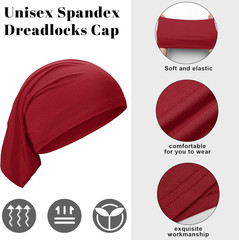 6 Pieces Dreadlock Bands Sleep Shower Cap for Men Unisex Spandex Long Head Tube