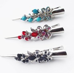 DESIGNER INSPIRED BLUE RED OR BLACK CRYSTAL ACRYLIC SILVER HAIR CLIP CLAW NEW