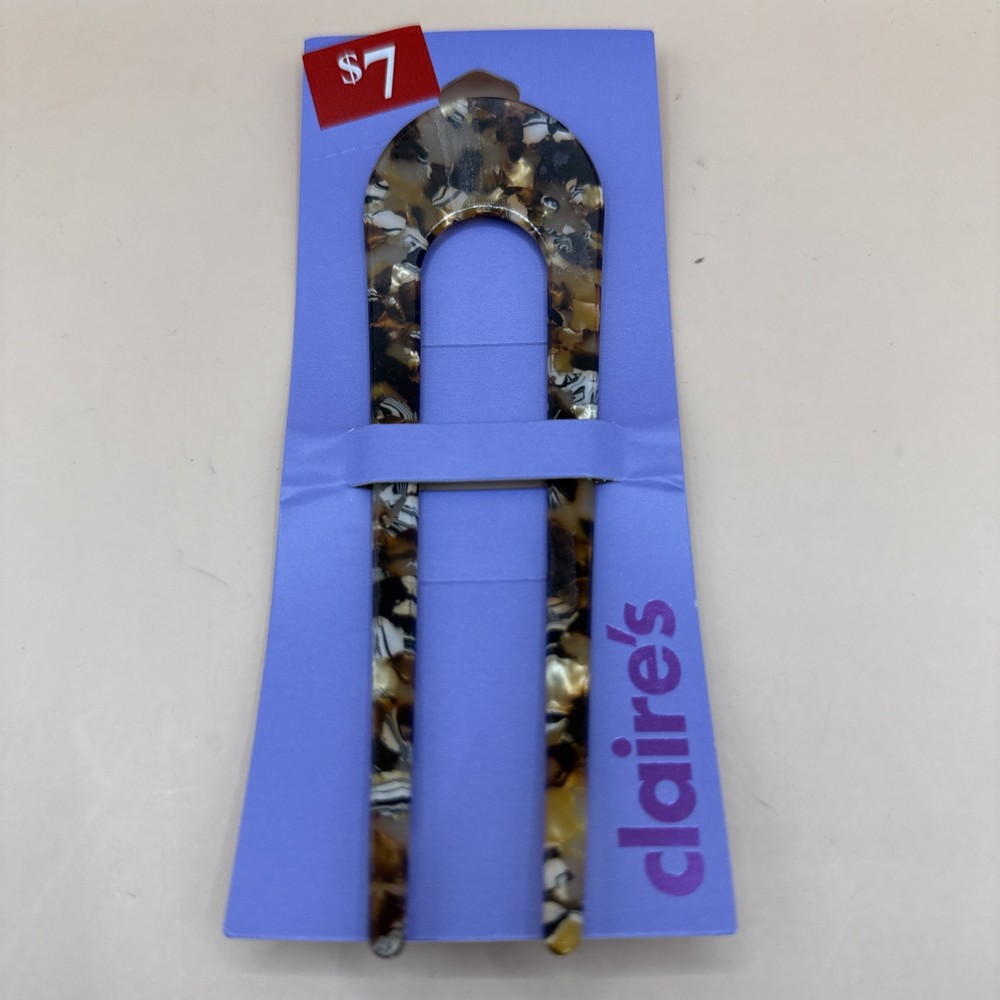 Claire’s Brown Tortoise Shell Hair Clip Pin U-shaped Pic