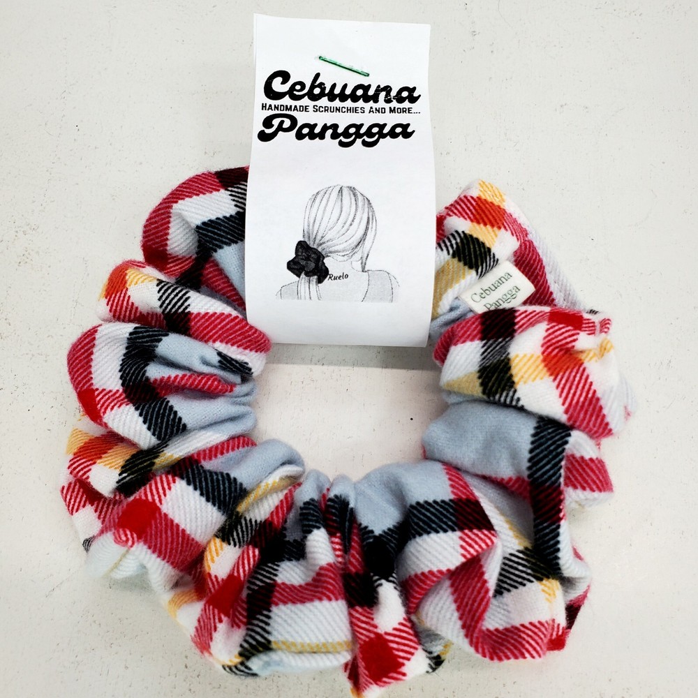 Handmade Women’s Scrunchies sz Large Multicolor Snuggle Flannel Plaid Print New