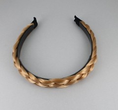 Dk Blonde Strawberry Reddish braid faux hair headband braided plaits 3/4″ wide