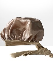 Satin Sleep Cap Hair Bonnet with Tie Closure Straps, Blush
