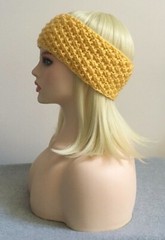 YELLOW HEADBAND EAR WARMER NEW HAND KNITTED ACRYLIC