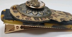 NEW Lot 3 Handmade Hair Clips Barrettes Western Leather Silver Beads Rose Cross
