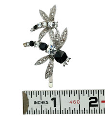 Vintage Black and White Rhinestone Double Dragonfly Hairclip