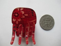 NWT FRANCE LUXE RED PAISLEY PATTERNED SMALL JAW – 1.5″ X 1″
