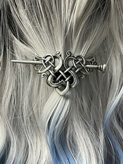 Celtic Weave Knotwork Bun Holder Women Viking Hair Stick Cage Pin Barrette Heart