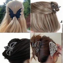 Jiajiubai 3-Pack Gothic Skeleton Hand Hair 1 Count (Pack of 1), black248