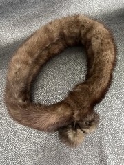 Elegant Dark Brown Mink Headband With Two Decorative Mink Balls