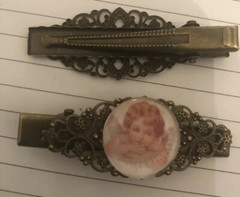 (2) Victorian Angels Vintage Filigree Hair Clips Anywhere Clip