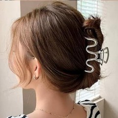 Medium Silver Metal Hair Claw Clip Non Slip Unique Pattern Hair Claw for Thick
