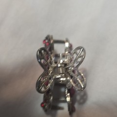 Silver & Red Butterfly Claw Hair Clip, Rhinestone Accents, Metal/Plastic