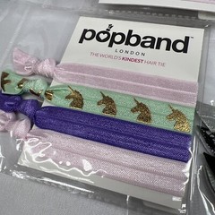 (10) Pop band Pink Purple Black Unicorns No Dent Knotted Ponytailers 4 Hair Ties