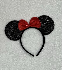 Black sequin minnie Mickey mouse ears headband Party hair band costume sparkly