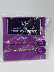 Jeweled Bobby Pin by Modern Expressions 2 Purple GEM Hair Clip Hairpin – NIP
