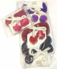 Red Hill Ponytail Holder Hair Tie Bow Girl Pom Pom Ball Cherry VTG Made in Italy
