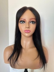 5.5″X6.3″ Transpanent Lace Front Cap 100% Human Hair Topper with Band 12″~18″